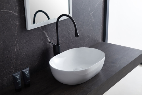 Раковина из сантехнического фарфора Sintesi SIN-LVB-APP-404 49х34 накладная цвет белый - фото 3