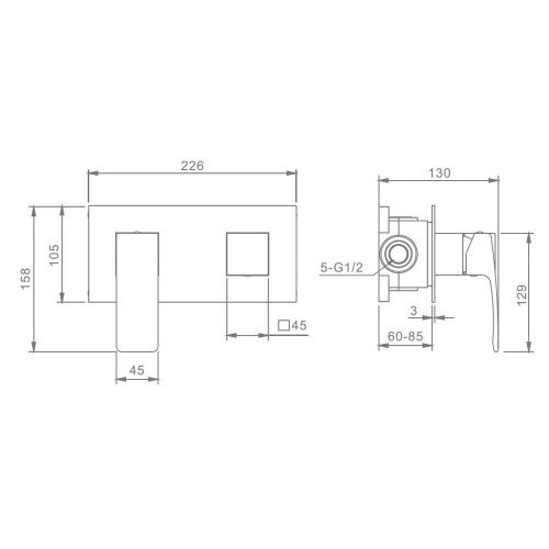 Смеситель для ванны и душа Raglo R01 R01.273.09 встраиваемый в стену графит - фото 3