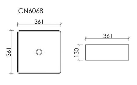 Раковина из сантехнического фарфора Ceramica Nova ELEMENT CN6068MB 40х40 накладная цвет черный без отверстий под смеситель