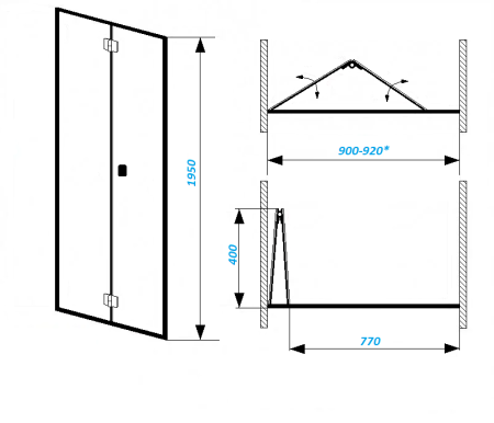 Душевая дверь Cerutti SPA BELLA D91T 90х195 стекло прозрачное профиль хром
