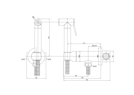 Гигиенический душ со смесителем ALMAes Agata AL-877-05 черный