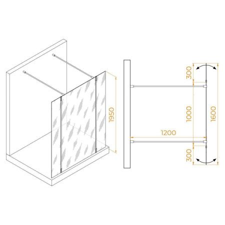 Душевая перегородка RGW Walk In 351005203-11 100х195 стекло прозрачное профиль хром