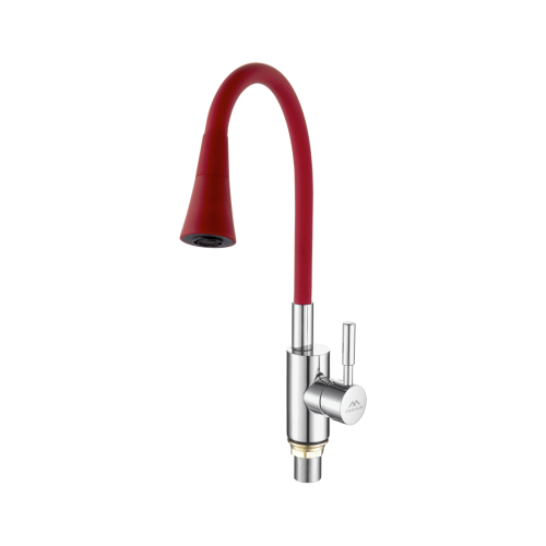 Смеситель для кухни Fashun A4053+B16 на мойку хром/красный - фото 2
