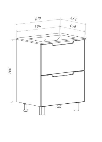 Тумба под раковину Runo Lina 00-00004641 60х50 напольная цвет белый - фото 2