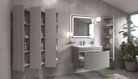 Тумба под раковину Velvex Alba 369 тирамису 80х40 подвесная цвет серый