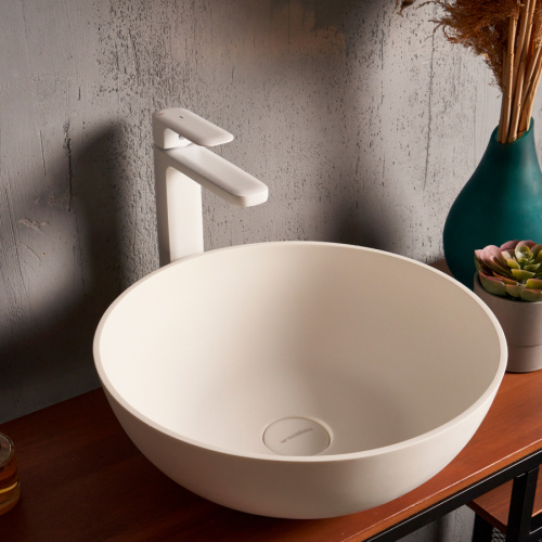 Раковина из искусственного камня MonteBianco Nemi 390 20141 50х36 встраиваемая цвет белый матовый без отверстий под смеситель - фото 2