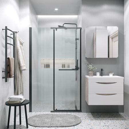 Душевая дверь Grossman Pragma 100.K33.03.110.21.02 110х195 стекло текстурное профиль черный матовый