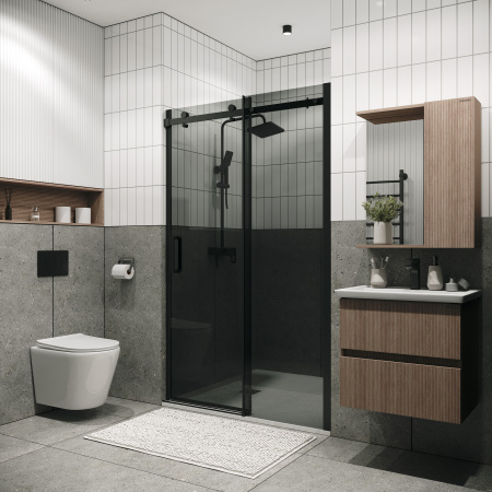 Душевая дверь Grossman Classic 100.K33.04.130.21.10 130х195 стекло тонированное профиль черный матовый