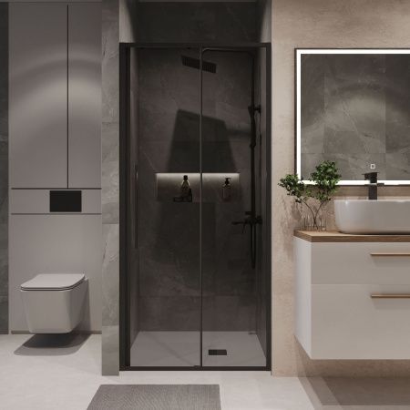 Душевая дверь Niagara Nova NG-85-10TB 100х195 стекло тонированное профиль черный