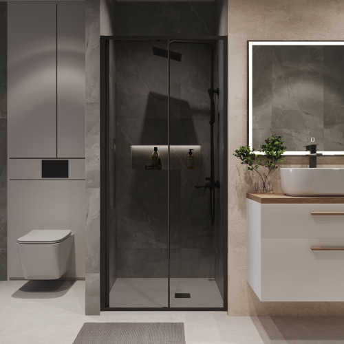 Душевая дверь Niagara Nova NG-85-9TB 90х195 стекло тонированное профиль черный матовый - фото 4