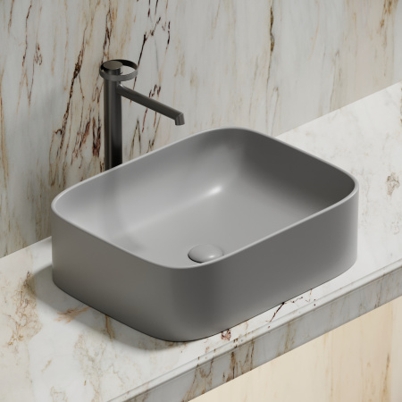 Раковина из сантехнического фарфора Ceramica Nova ELEMENT CN6052MSG 51х38 накладная цвет серый матовый без отверстий под смеситель