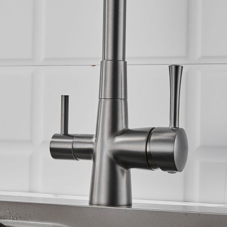 Смеситель для кухни Shevanik S528T на мойку оружейная сталь