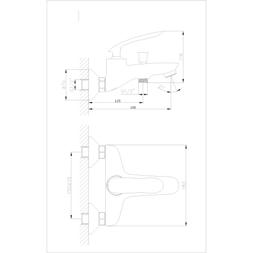 Смеситель для ванны Rush Island IS6535-44 настенный хром - фото 2