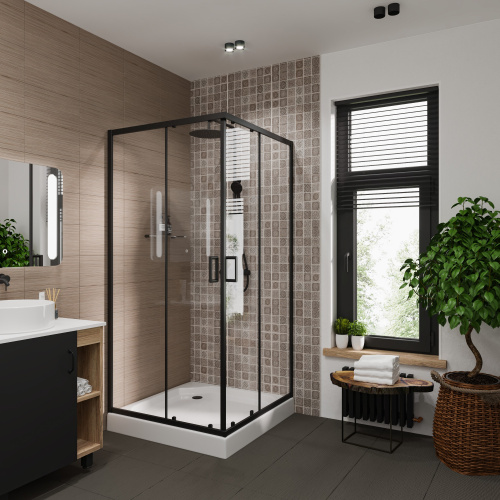 Душевой уголок Niagara Nova 68880811BLACK 80х80 стекло прозрачное профиль черный - фото 2
