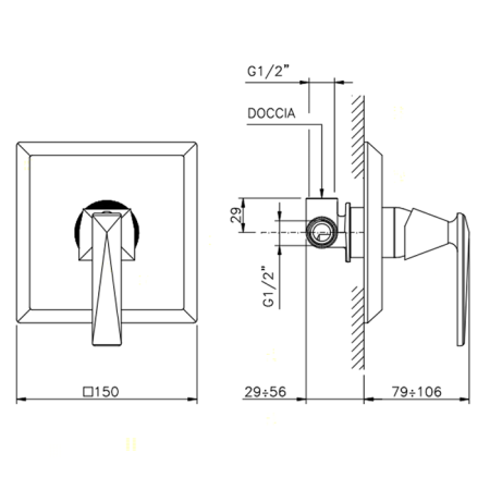 Смеситель для душа Nicolazzi Vincent 3006CR35 встраиваемый в стену хром