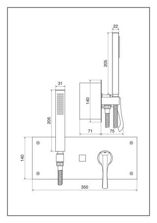 Смеситель для душа Emmevi Ares 76059/CR встраиваемый в стену хром