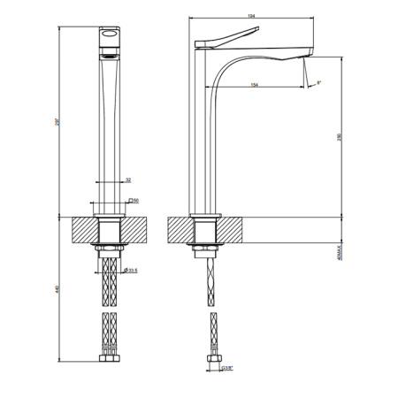 Смеситель для раковины Gessi Rilievo 59004#299 на столешницу черный