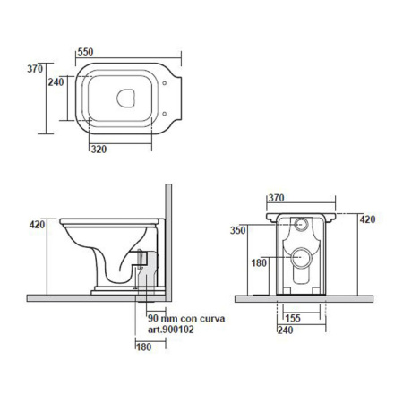 Чаша унитаза приставная Kerasan Waldorf 411801 цвет белый без сиденья душевой смыв