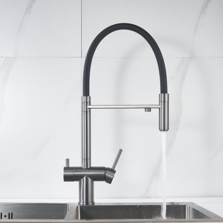 Смеситель для кухни Shevanik S178T на мойку оружейная сталь