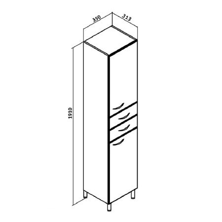 Шкаф-пенал RUNO ЭКОНОМ 00000000129 35х31х191 напольный цвет белый