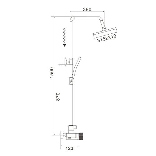 Душевая стойка Rose R1896H-6 настенная цвет черный с термостатом - фото 3