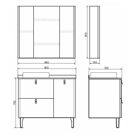 Тумба с раковиной Comforty Сорренто 00-00013520CF 90х50 напольная цвет серый