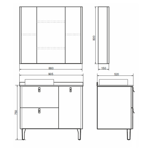 Тумба с раковиной Comforty 00-00013520CF 90,5x52x88 - фото 2