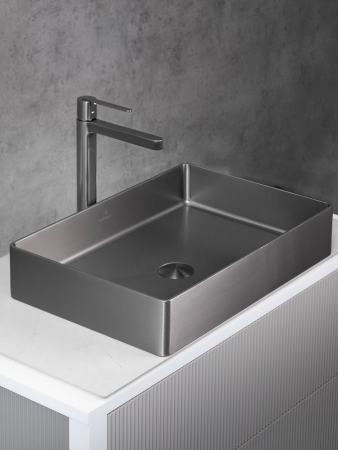 Раковина из нержавеющей стали AltroBagno Astro AltroBagnoAstro001018MtGr 50х40 накладная цвет оружейная сталь