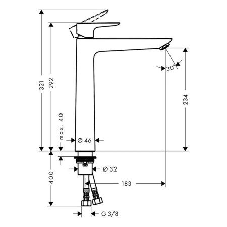 Смеситель Hansgrohe Talis E 71717990 на раковину золото