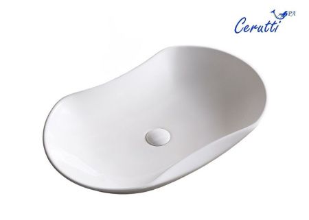 Раковина из сантехнического фарфора Cerutti SPA CR7031 70х40 накладная цвет белый без отверстий под смеситель