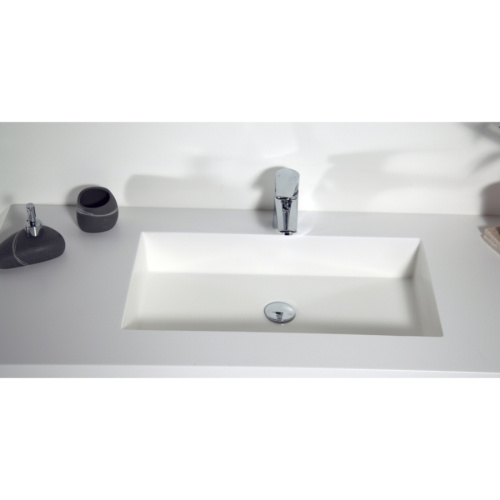 Раковина из искусственного камня MonteBianco Castello Uno 12113 55х37 встраиваемая цвет белый матовый без отверстий под смеситель - фото 4