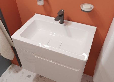 Раковина из искусственного камня Эстет Каре Люкс ФР-00014938 70х50 накладная цвет белый 1 отверстие под смеситель