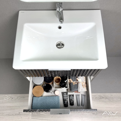 Тумба с раковиной Alavann Anna ALV1164000 60х46х61 подвесная цвет черный - фото 3