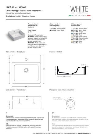 Раковина керамическая White Ceramic Like W090701 50х50 накладная цвет белый