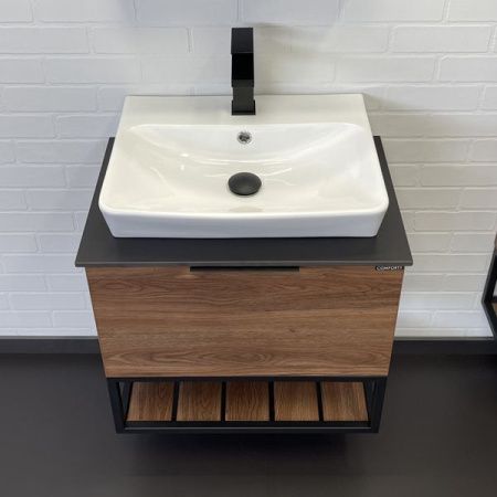 Тумба с раковиной Comforty Порто 00-00010677CF 60х40 подвесная цвет коричневый
