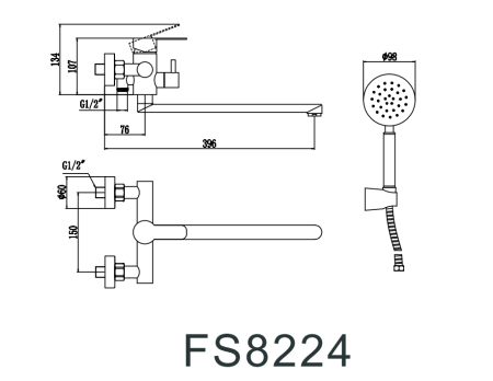 Смеситель для ванны и душа Fmark FS8224H настенный черный