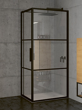 Душевой уголок Riho GRID G004016121 110х80 стекло прозрачное профиль черный без поддона