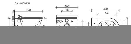 Унитаз подвесной Ceramica Nova BALEARICA CN6000MDH темно-серый с сиденьем микролифт безободковый душевой смыв
