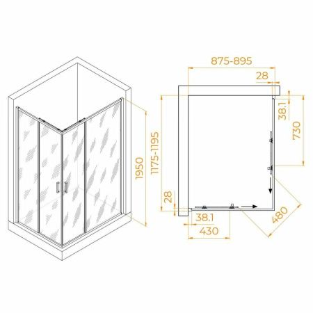 Душевой уголок RGW Passage 030824692-11 120х90 стекло прозрачное профиль хром без поддона