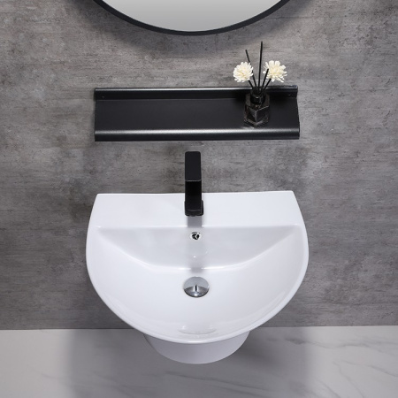 Раковина из санфаянса CeramaLux NB165 57х50 подвесная цвет белый 1 отверстие под смеситель