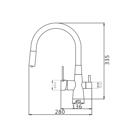 Смеситель для кухни Shevanik S668E на мойку белый/золото