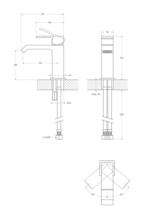 Смеситель Cezares PORTA PORTA-LS1-01-W0 на раковину хром без термостата