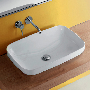 Раковина из сантехнического фарфора Kerasan Tribeca 514301 60х38 накладная цвет белый без отверстий под смеситель