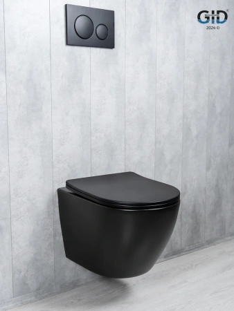 Унитаз подвесной Gid Tornado 62261Y черный матовый с сиденьем микролифт безободковый смыв торнадо