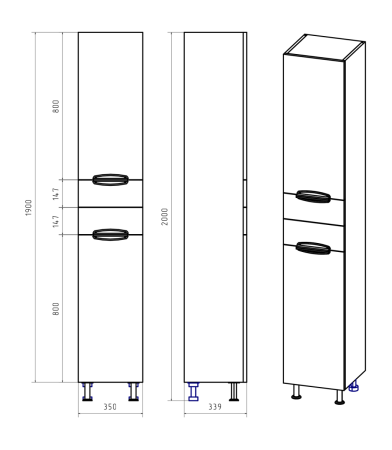 Шкаф-пенал Misty Орхидея П-Жас05035-011БкП 40х190 напольный цвет белый