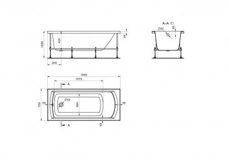 Ванна акриловая Santek Монако 1WH111977 160х70 пристенная прямоугольная без каркаса
