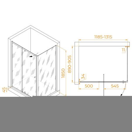 Душевой уголок RGW Passage 41084419-011 120х90 стекло прозрачное профиль хром без поддона