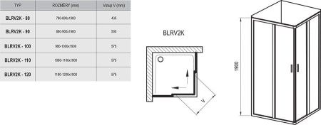 Душевая дверь Ravak Blix 1XVA0C00Z1 100х190 стекло прозрачное профиль хром