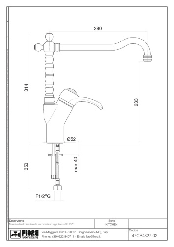 Смеситель Fiore Jafar 47CR4327 на мойку хром - фото 2