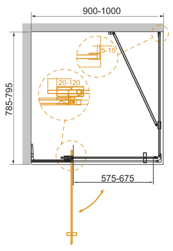 Душевой уголок Cezares SLIDER SLIDER-AH-1-80-90/100-C-NERO 90х80 стекло прозрачное профиль черный - фото 2